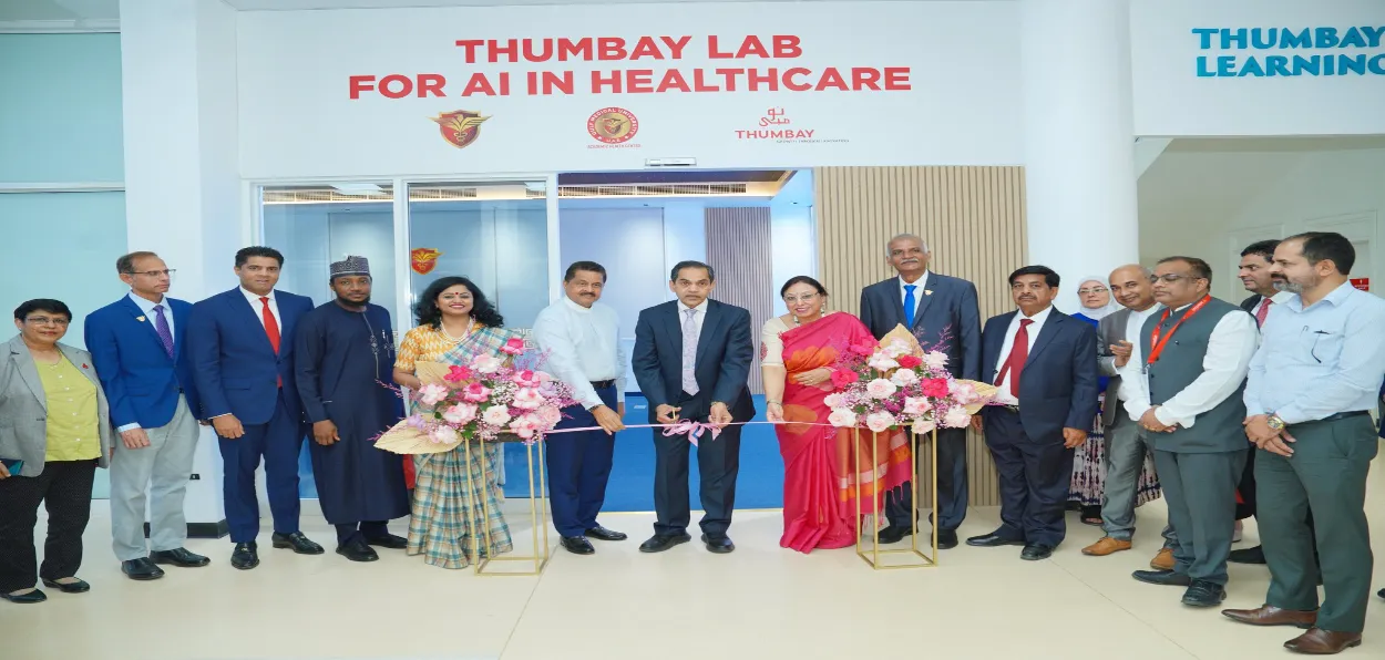 Indian Ambassador Sunjay Sudhir  inaugurating the Thumbay Lab for AI in Healthcare at the Gulf Medical University, Abu Dhabi